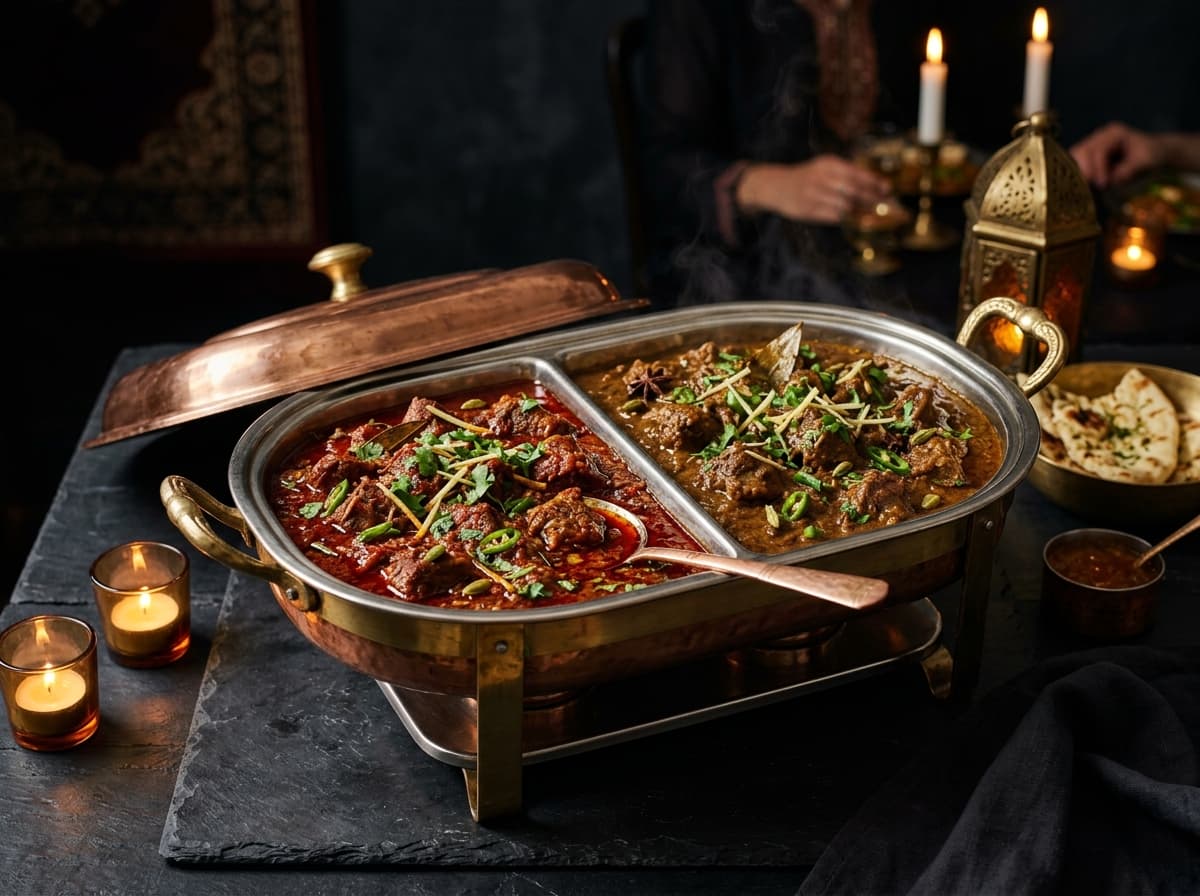 Lamb rogan josh and lamb curry party catering tray